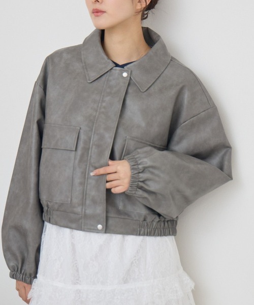 RETRO GIRL(レトロガール)の「FレザーショートBZ(その他アウター・レディース・ナチュラル/ブラウン/ブラック/ライトグレー・FREE)」の1枚目の写真