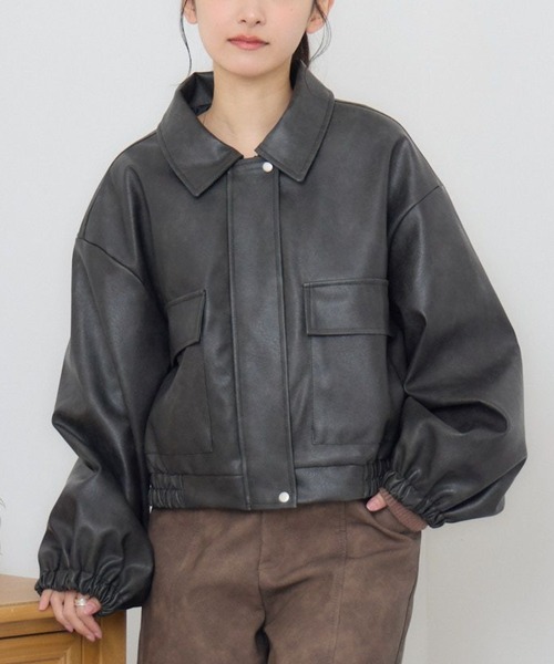 RETRO GIRL(レトロガール)の「FレザーショートBZ(その他アウター・レディース・ナチュラル/ブラウン/ブラック/ライトグレー・FREE)」の2枚目の写真