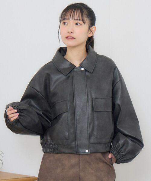 RETRO GIRL(レトロガール)の「FレザーショートBZ(その他アウター・レディース・ナチュラル/ブラウン/ブラック/ライトグレー・FREE)」の7枚目の写真