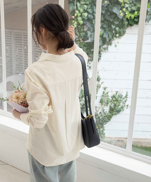 CHAN ME(チャンミ)の「ドビーストライプシャツ(シャツ/ブラウス・レディース・ホワイト/イエロー/ミント・MEDIUM/LARGE/X-LARGE)」の9枚目の写真