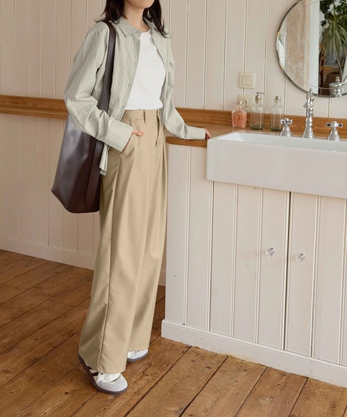 CHAN ME(チャンミ)の「ドビーストライプシャツ(シャツ/ブラウス・レディース・ホワイト/イエロー/ミント・MEDIUM/LARGE/X-LARGE)」の16枚目の写真
