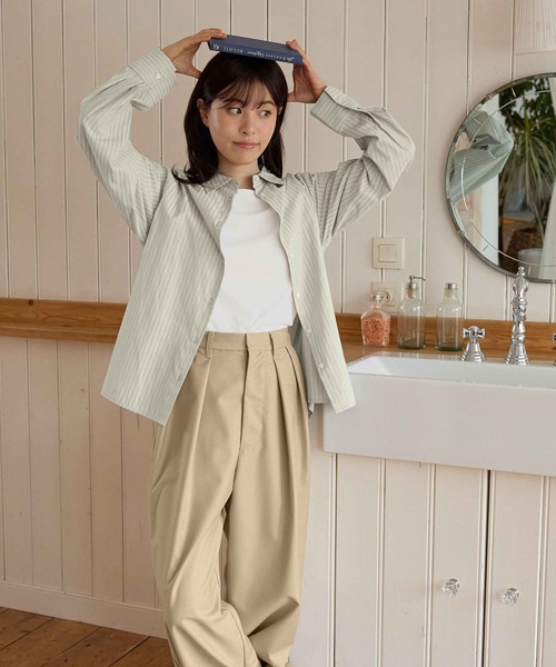 CHAN ME(チャンミ)の「ドビーストライプシャツ(シャツ/ブラウス・レディース・ホワイト/イエロー/ミント・MEDIUM/LARGE/X-LARGE)」の17枚目の写真