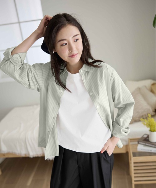CHAN ME(チャンミ)の「ドビーストライプシャツ(シャツ/ブラウス・レディース・ホワイト/イエロー/ミント・MEDIUM/LARGE/X-LARGE)」の19枚目の写真
