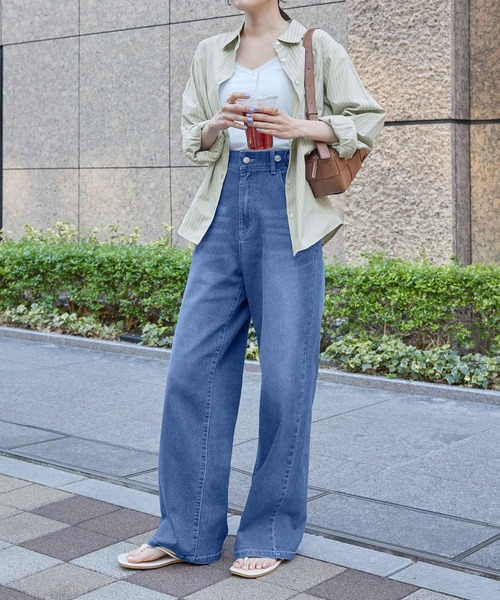 CHAN ME(チャンミ)の「ドビーストライプシャツ(シャツ/ブラウス・レディース・ホワイト/イエロー/ミント・MEDIUM/LARGE/X-LARGE)」の20枚目の写真