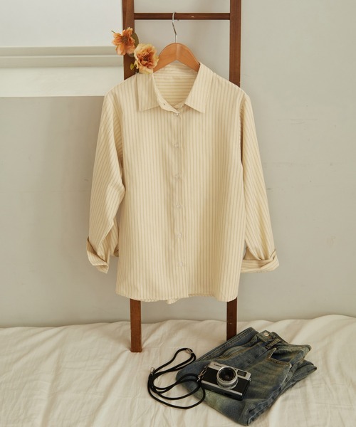 CHAN ME(チャンミ)の「ドビーストライプシャツ(シャツ/ブラウス・レディース・ホワイト/イエロー/ミント・MEDIUM/LARGE/X-LARGE)」の21枚目の写真