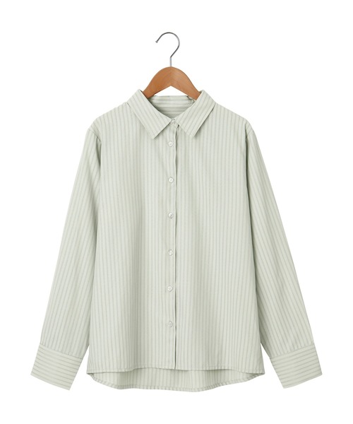 CHAN ME(チャンミ)の「ドビーストライプシャツ(シャツ/ブラウス・レディース・ホワイト/イエロー/ミント・MEDIUM/LARGE/X-LARGE)」の4枚目の写真