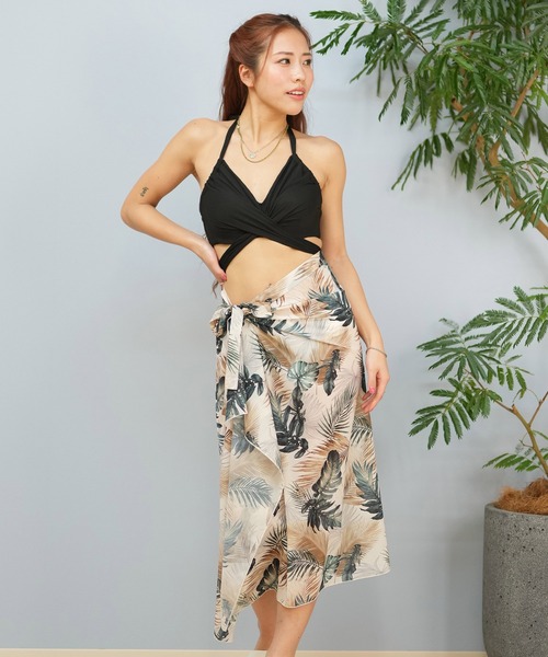 LAETITIA/レリッタ パレオ付/3点セット水着/体型カバー 450601