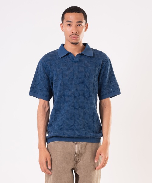 【美品】BRIEFING バイカラーポロシャツ　オリーブL MEN DOT MESH COOL ワイドスプレッドカラー 半袖ポロシャツ