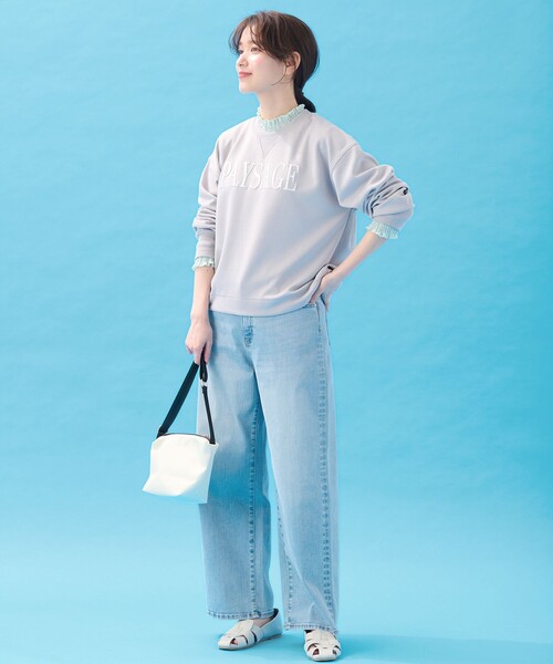 ANY（エニィ）の「シャーリングデザインプルオーバー（Tシャツ/カットソー・レディース・サックスブルー系/ホワイト系・4）」の12枚目の写真