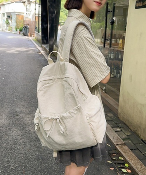Miniministore(ミニミニストア)の「リュックサック 大容量 バックパック(バックパック/リュック・レディース・ラベンダー/アイボリー/ベージュ/ブラック/ピンク・FREE)」の2枚目の写真