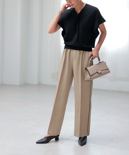 seyto サイズ1 / スタッズピンストライプワイドフレアデニムパンツ セール】Studs pin stripe wide flare denim pants / スタッズ