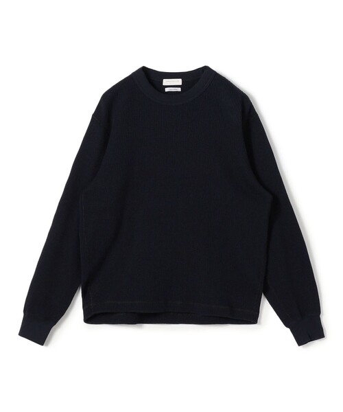 Graphpaper コットン100% ネイビーワッフル　長袖カットソー Graphpaper / Waffle L/S Crew Neck Tee -NAVY- |