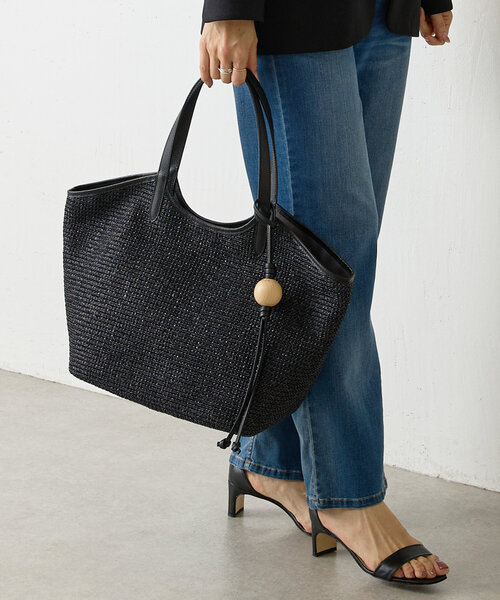 BEARDSLEY(ビアズリー)の「《russet×BEARDSLEY》カゴトートバッグ(トートバッグ・レディース・ブラック/アイボリー・LARGE)」の2枚目の写真