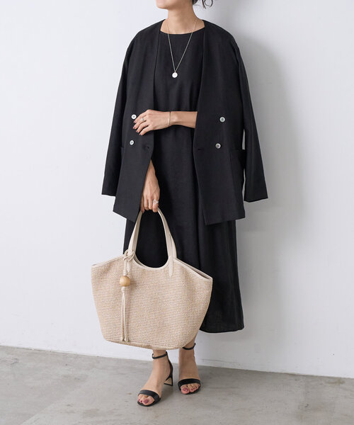 BEARDSLEY(ビアズリー)の「《russet×BEARDSLEY》カゴトートバッグ(トートバッグ・レディース・ブラック/アイボリー・LARGE)」の8枚目の写真