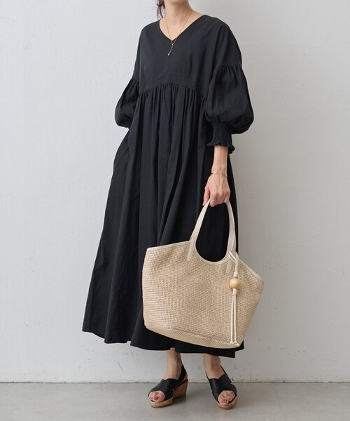 BEARDSLEY(ビアズリー)の「《russet×BEARDSLEY》カゴトートバッグ(トートバッグ・レディース・ブラック/アイボリー・LARGE)」の13枚目の写真