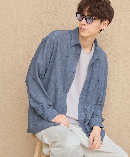 LAKOLE(ラコレ)の「レースデザイン長袖シャツ / 321389(シャツ/ブラウス・メンズ・ホワイト/ライトブルー/ブラック・MEDIUM/LARGE)」の3枚目の写真