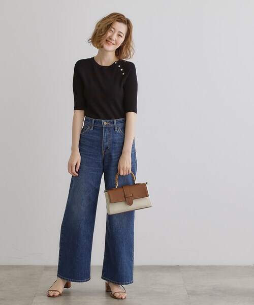 grove（グローブ）の「【雑誌掲載】フラップバンブーハンドル2WAYトート（ハンドバッグ・レディース・アイボリー/ダークブラウン/こしょう色系・00）」の10枚目の写真