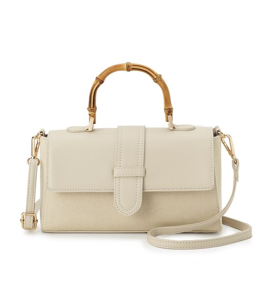 grove（グローブ）の「【雑誌掲載】フラップバンブーハンドル2WAYトート（ハンドバッグ・レディース・アイボリー/ダークブラウン/こしょう色系・00）」の12枚目の写真