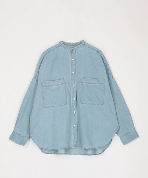 NICOLE white(ニコルホワイト)の「テンセル混デニムシャツ(シャツ/ブラウス・レディース・ブラック/グレー/サックスブルー系・FREE)」の14枚目の写真