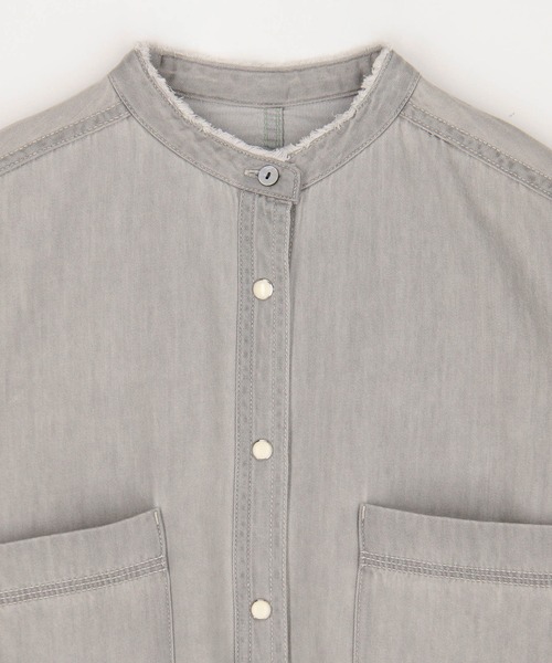 NICOLE white(ニコルホワイト)の「テンセル混デニムシャツ(シャツ/ブラウス・レディース・ブラック/グレー/サックスブルー系・FREE)」の16枚目の写真