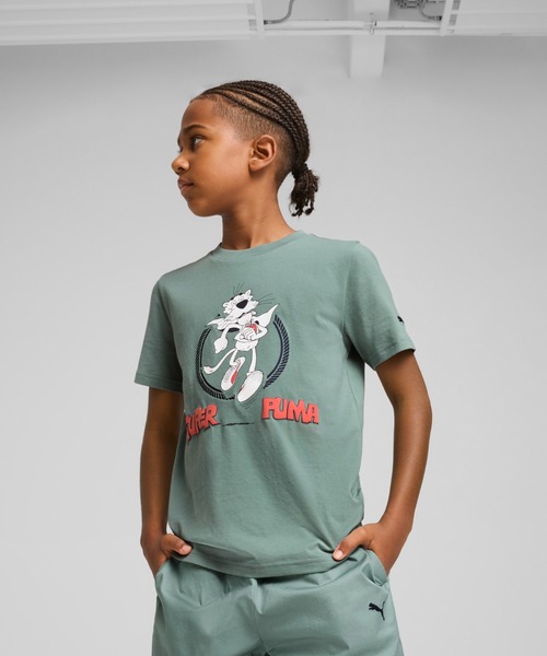 PUMA(プーマ)の「PUMA プーマ ボーイズ スーパー プーマ グラフィック 半袖 Tシャツ I B 128-164cm(Tシャツ/カットソー・キッズ・グリーン系その他/オフホワイト・128/165/140/152)」の2枚目の写真