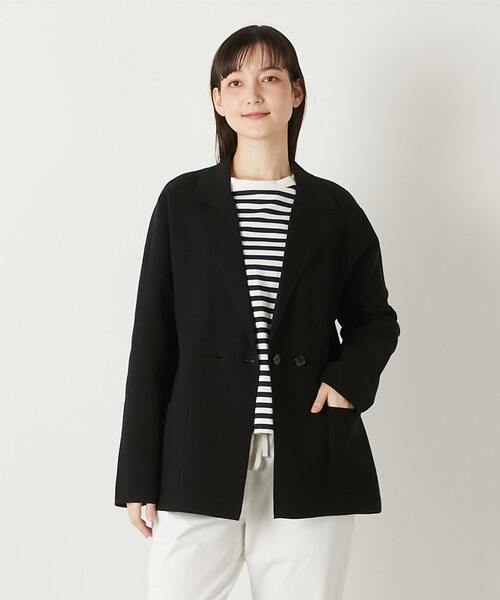 LOGEMENT DE CLAIRE（ロジュモンドクレール）の「テーラーカラーカーディガン（カーディガン/ボレロ・レディース・ブラック/オフホワイト/サンドベージュ・FREE）」の2枚目の写真