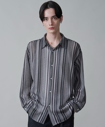 BROWNY/ストライプメッシュBIGロングスリーブシャツ