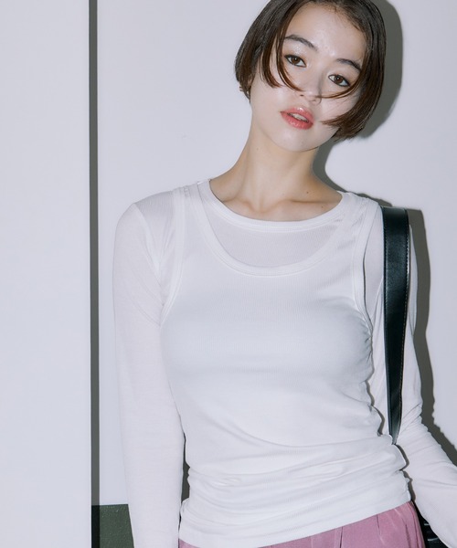 LIENCOEUR(リアンクール)の「タンクレイヤードカットソー(Tシャツ/カットソー・レディース・ブラック/グレー/ホワイト・FREE)」の2枚目の写真