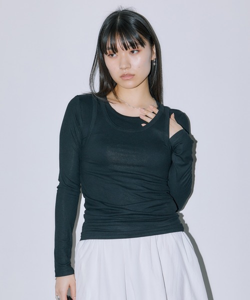 LIENCOEUR(リアンクール)の「タンクレイヤードカットソー(Tシャツ/カットソー・レディース・ブラック/グレー/ホワイト・FREE)」の3枚目の写真