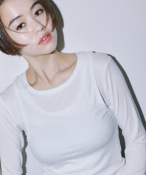 LIENCOEUR(リアンクール)の「タンクレイヤードカットソー(Tシャツ/カットソー・レディース・ブラック/グレー/ホワイト・FREE)」の7枚目の写真