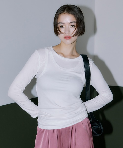 LIENCOEUR(リアンクール)の「タンクレイヤードカットソー(Tシャツ/カットソー・レディース・ブラック/グレー/ホワイト・FREE)」の5枚目の写真