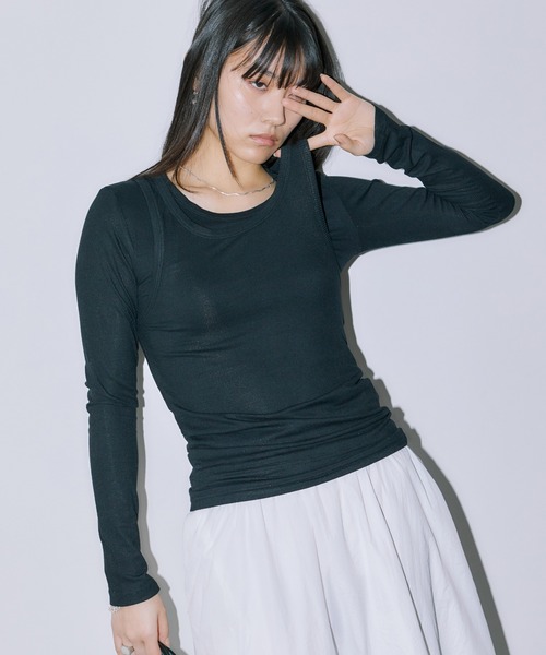 LIENCOEUR(リアンクール)の「タンクレイヤードカットソー(Tシャツ/カットソー・レディース・ブラック/グレー/ホワイト・FREE)」の16枚目の写真