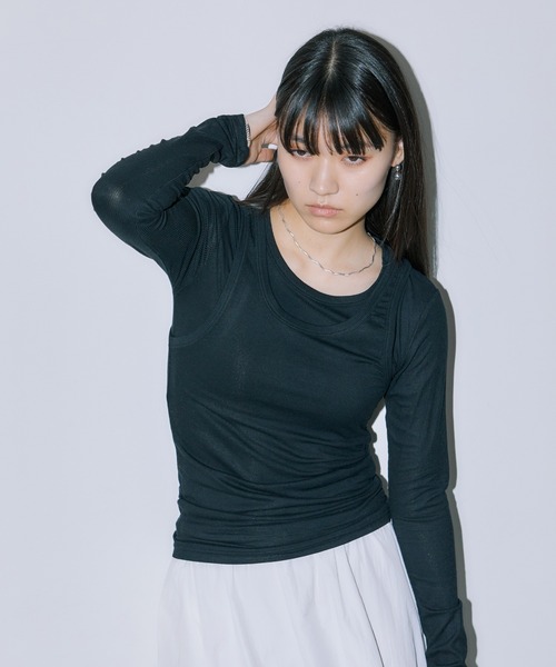 LIENCOEUR(リアンクール)の「タンクレイヤードカットソー(Tシャツ/カットソー・レディース・ブラック/グレー/ホワイト・FREE)」の15枚目の写真