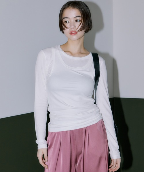 LIENCOEUR(リアンクール)の「タンクレイヤードカットソー(Tシャツ/カットソー・レディース・ブラック/グレー/ホワイト・FREE)」の4枚目の写真