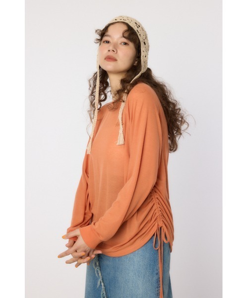 RODEO CROWNS WIDE BOWL(ロデオクラウンズワイドボウル)の「サイドシャーリングルーズトップス(その他トップス・レディース・アイボリー/ブラック/オレンジ系その他・FREE)」の1枚目の写真