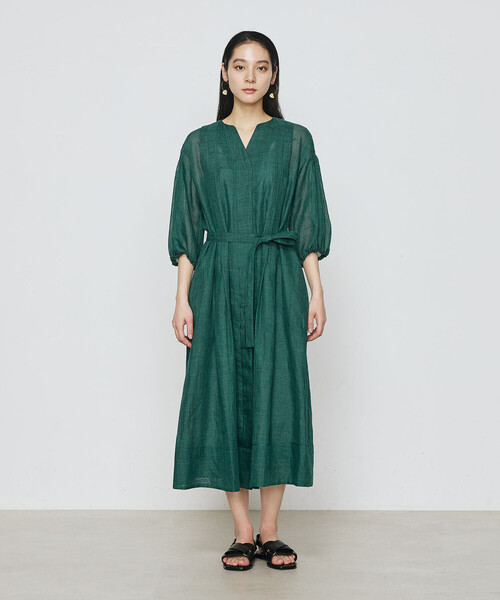 K.T KIYOKO TAKASE（キヨコタカセ）の「ラミーシャツ ドレス（ワンピース・レディース・チャコール/グリーン・7号/9号）」の2枚目の写真
