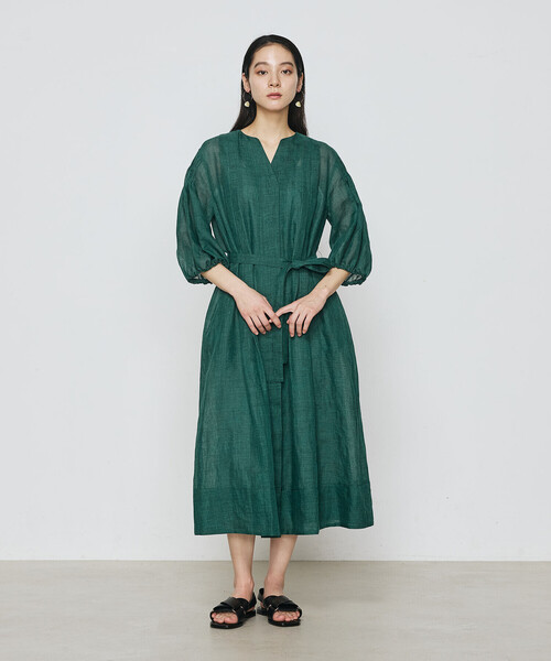 K.T KIYOKO TAKASE（キヨコタカセ）の「ラミーシャツ ドレス（ワンピース・レディース・チャコール/グリーン・7号/9号）」の6枚目の写真
