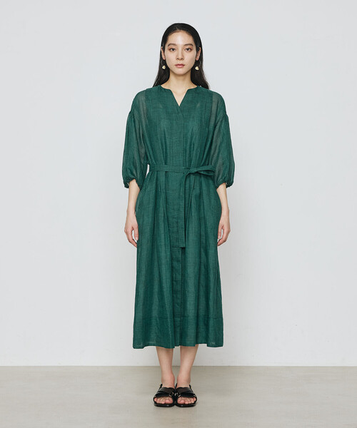 K.T KIYOKO TAKASE（キヨコタカセ）の「ラミーシャツ ドレス（ワンピース・レディース・チャコール/グリーン・7号/9号）」の8枚目の写真