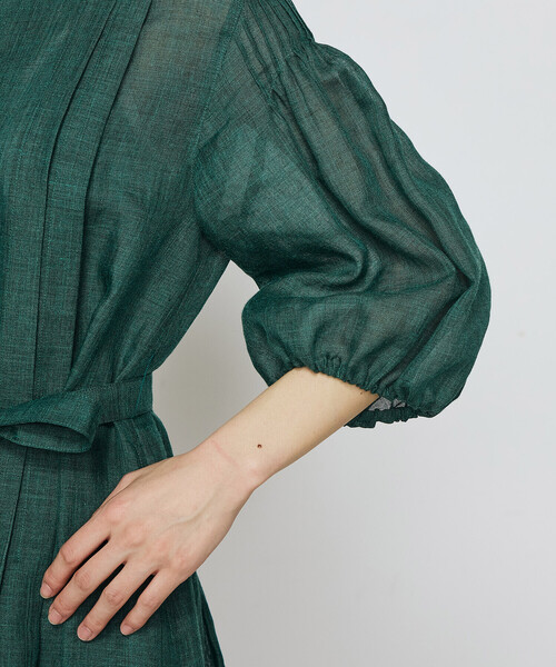 K.T KIYOKO TAKASE（キヨコタカセ）の「ラミーシャツ ドレス（ワンピース・レディース・チャコール/グリーン・7号/9号）」の13枚目の写真