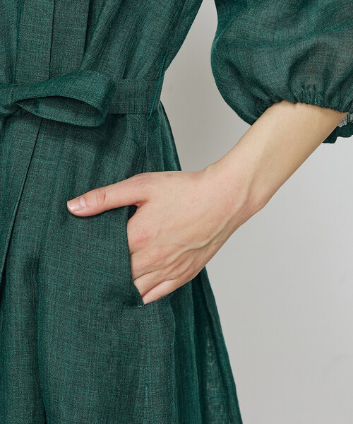 K.T KIYOKO TAKASE（キヨコタカセ）の「ラミーシャツ ドレス（ワンピース・レディース・チャコール/グリーン・7号/9号）」の14枚目の写真
