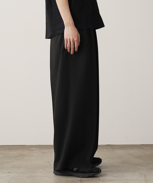 SIMPLE PROJECT ウール混ワイドスラックス　Sサイズ　ブラック セール】new basic ウールツイルワイドスラックス（その他パンツ