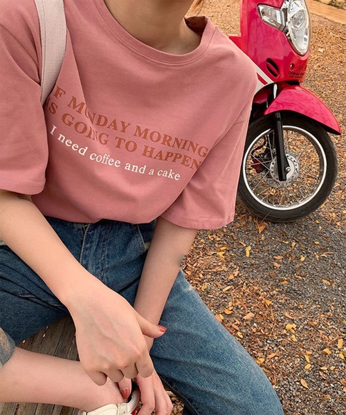 Lace Ladies(レースレディース)の「配色 ロゴプリント クルーネック 半袖 Tシャツ(Tシャツ/カットソー・レディース・イエロー/ホワイト/ピンク/ブルー/アイボリー・M/XL)」の1枚目の写真