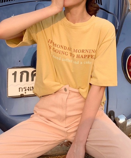 Lace Ladies(レースレディース)の「配色 ロゴプリント クルーネック 半袖 Tシャツ(Tシャツ/カットソー・レディース・イエロー/ホワイト/ピンク/ブルー/アイボリー・M/XL)」の5枚目の写真
