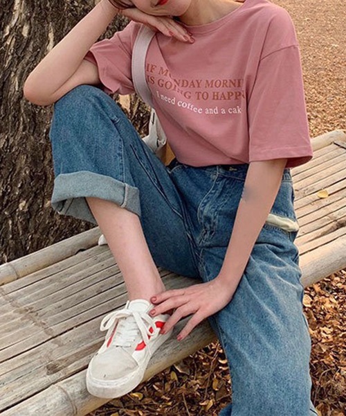 Lace Ladies(レースレディース)の「配色 ロゴプリント クルーネック 半袖 Tシャツ(Tシャツ/カットソー・レディース・イエロー/ホワイト/ピンク/ブルー/アイボリー・M/XL)」の10枚目の写真