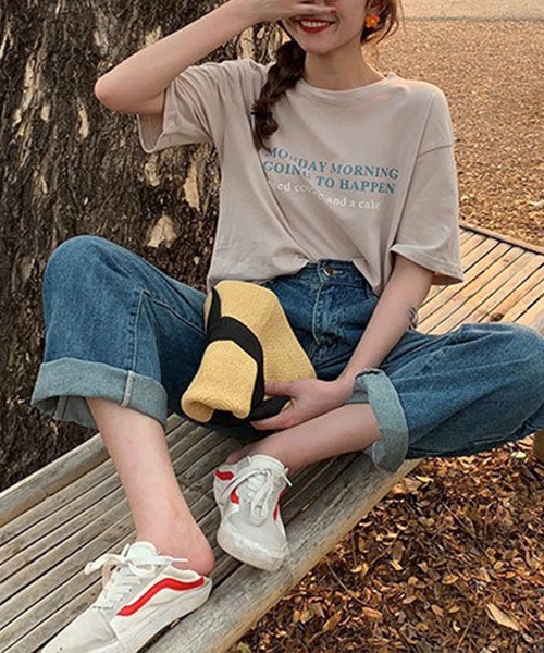 Lace Ladies(レースレディース)の「配色 ロゴプリント クルーネック 半袖 Tシャツ(Tシャツ/カットソー・レディース・イエロー/ホワイト/ピンク/ブルー/アイボリー・M/XL)」の6枚目の写真