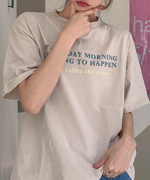 Lace Ladies(レースレディース)の「配色 ロゴプリント クルーネック 半袖 Tシャツ(Tシャツ/カットソー・レディース・イエロー/ホワイト/ピンク/ブルー/アイボリー・M/XL)」の7枚目の写真