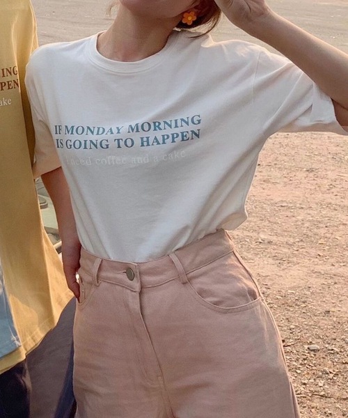 Lace Ladies(レースレディース)の「配色 ロゴプリント クルーネック 半袖 Tシャツ(Tシャツ/カットソー・レディース・イエロー/ホワイト/ピンク/ブルー/アイボリー・M/XL)」の8枚目の写真