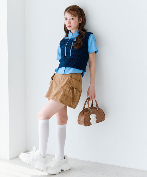 OLIVE des OLIVE（オリーブデオリーブ）の「ケーブルベストセット（アンサンブル・レディース・アイボリー/トップグレー/ネイビー・FREE）」の20枚目の写真