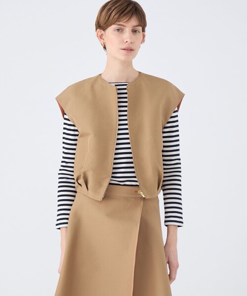 トゥモローランドコレクションジレ コットンリネンリバー ジップアップジレ（ベスト）｜TOMORROWLAND