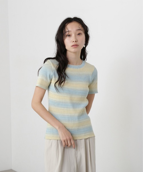 N.（N. Natural Beauty Basic）（エヌエヌナチュラルビューティーベーシック）の「グラデーションボーダーニット（ニット/セーター・レディース・イエロー系その他/ブルー系その他・MEDIUM）」の8枚目の写真